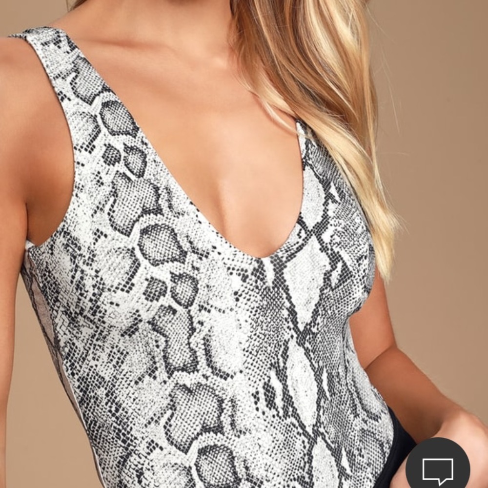 Wildlife Black and White Snake Print Bodysuit